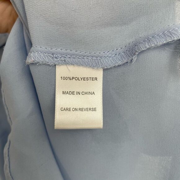 New York & Company Light Dusty Blue Button Front Ruffle Tank Top Women’s Size M - Picture 5 of 6